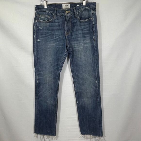 Frame Denim Medium Wash Distressed L'Homme Skinny Jeans Size 32 - Picture 1 of 12